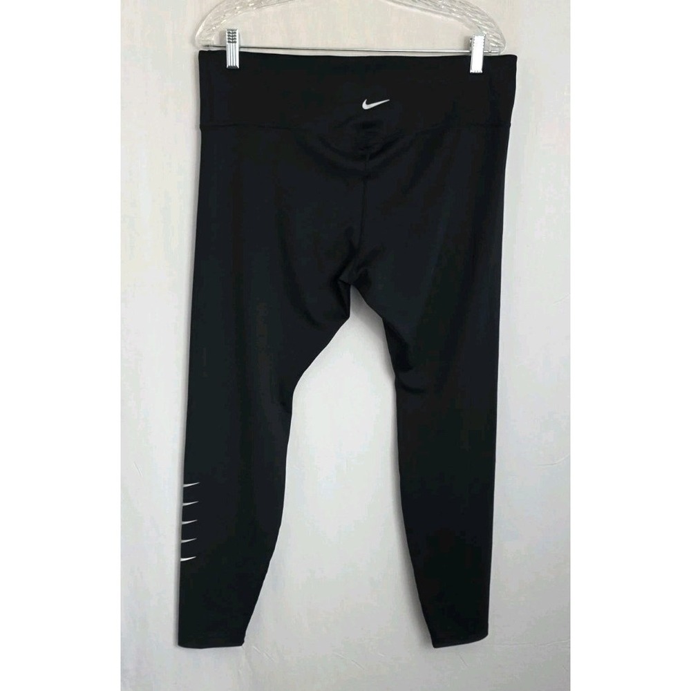 Womens Nike Dri Fit 1X Black 7/8 Leggings Tri Swoosh Logo on Leg Compression